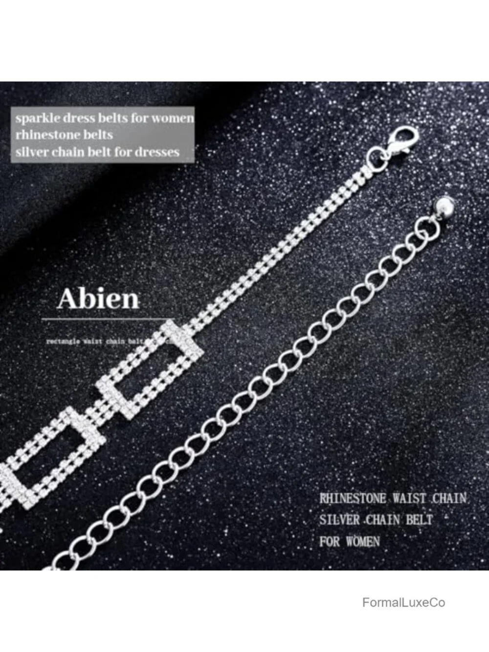 Rhinestone Chain Belt Adjustable Waist Belt for Dresses